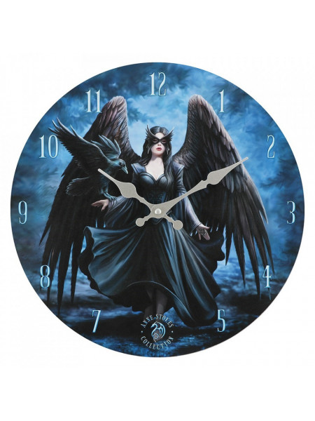 Ceas de perete din lemn Corbul - Anne Stokes 34 cm