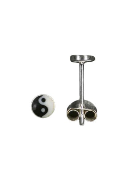 Cercei mici cu surub si tija, din argint Yin Yang 4mm