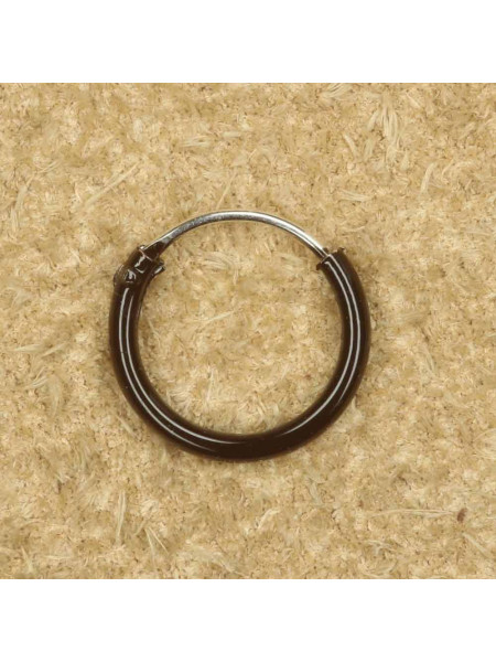 Cercel rotund din argint Tortita Neagra 10 x 1.2 mm