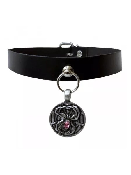 Choker de piele naturala Paianjen 2cm