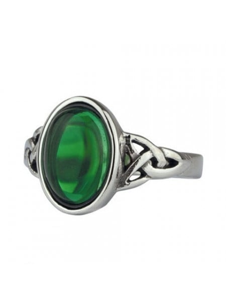 Inel otel inoxidabil Nod celtic cu cristal verde 1.4mm