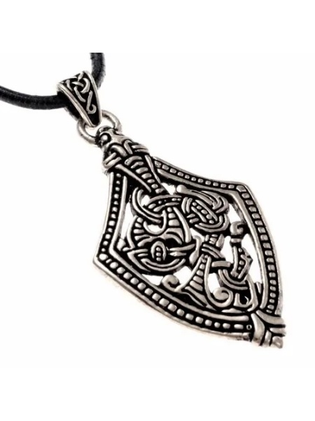 Pandantiv amuleta vikinga din bronz placat cu argint Garda 5.5 cm
