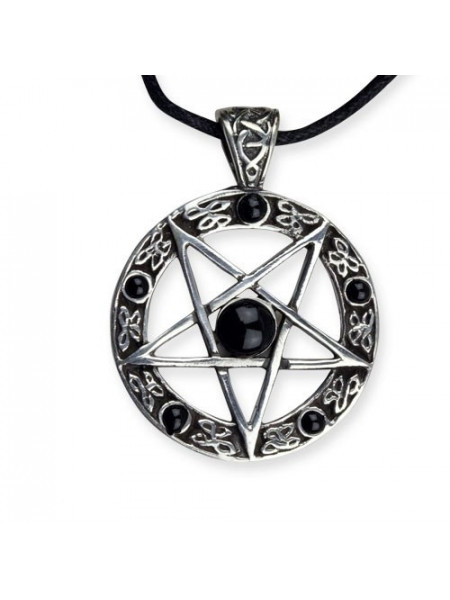 Pandantiv argint Pentagrama Neagra Inversata 3cm