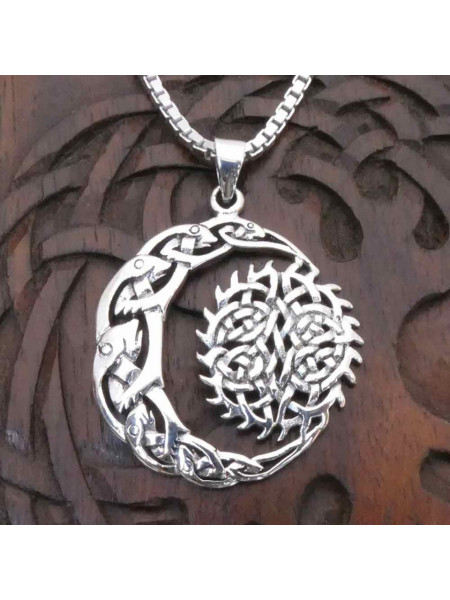 Pandantiv celtic argint Luna si Soare 4.4cm