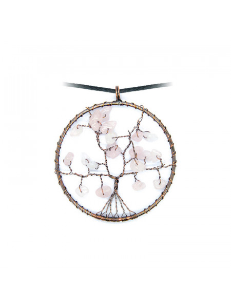 Pandantiv Copacul vietii cu Quartz roz, talisman pentru Iubire 4.5 cm - Img 1