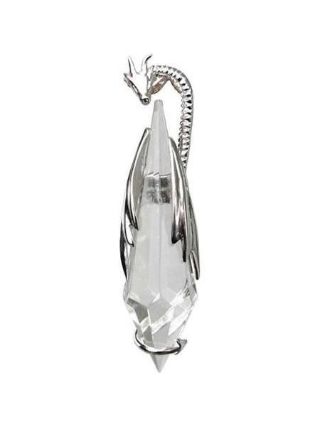 Pandantiv cu lantisor Protectorii cristalelor - Dragoste de dragon, placat cu argint, 5.5 cm