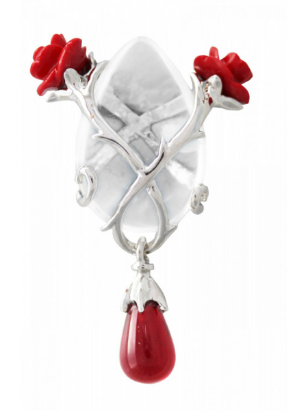 Pandantiv cu lantisor Protectorii cristalelor - Rose and Thorn, placat cu argint, 4.3 cm