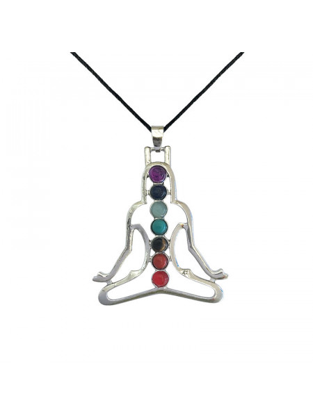 Pandantiv Meditatia si Cele 7 chakre, talisman pentru Echilibru, 5.5 x 4.5 cm