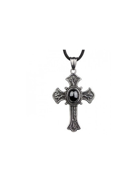 Pandantiv otel inoxidabil Cruce cu zirconiu negru 5.6cm