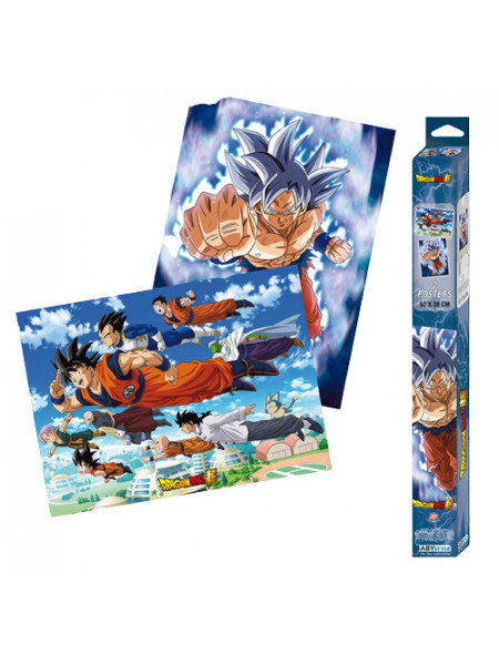 Goku si prietenii sai apar pe afisele acestui set Dragon Ball Super .