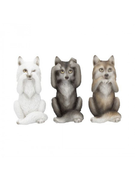 Set 3 statuete Trei lupi intelepti - 10 cm