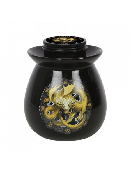 Set ceara parfumata de soia, wax melt si lampa aromaterapie Dragonul Imbolc - Anne Stokes - Img 1