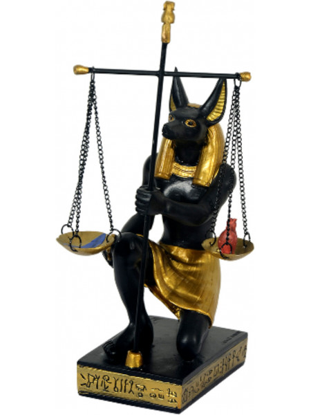 Statueta egipteana zeul Anubis cu balanta 20 cm