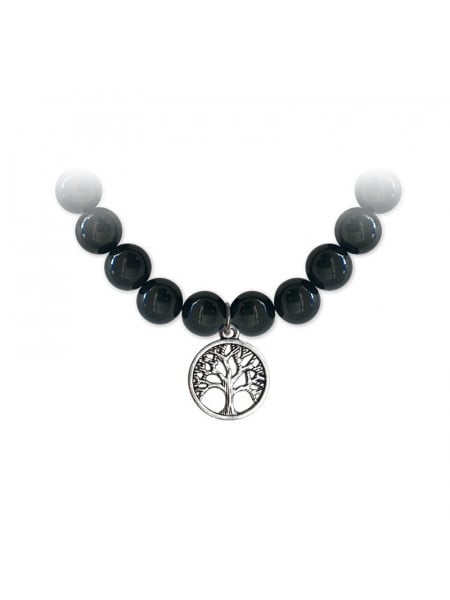 Bratara elastica cu charm Copacul Vietii - Onix, talisman pentru Protectie si Echilibru