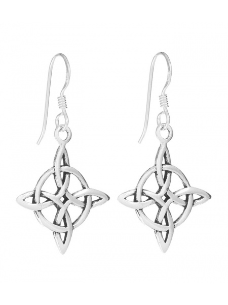Cercei lungi din argint Nodul Vrajitoarelor, talisman pentru protectie,1.9 cm