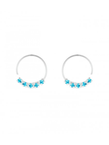 Cercei piercing pentru nas din argint cu zirconii albastre, 10x0.6 mm