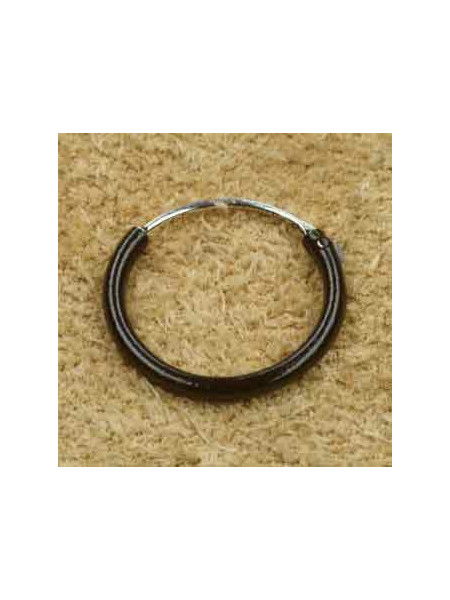 Cercel rotund din argint Tortita Neagra 12 x 1.2 mm