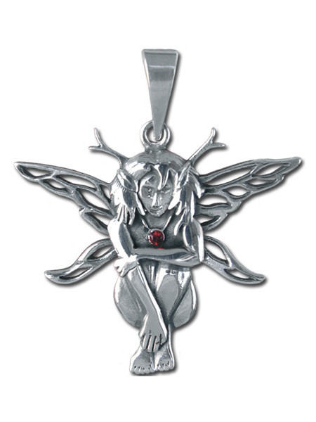 Pandantiv amuleta din argint cu cristal rosu pentru inspiratie si motivatie Magia Zanelor - Zana de Padure