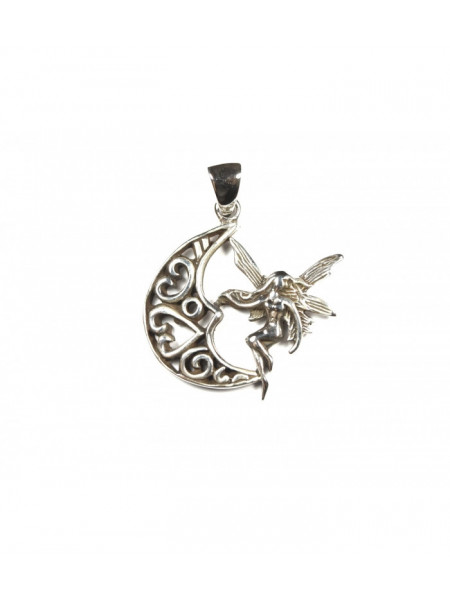 Pandantiv amuleta din argint Zana pe Luna 2.7 cm
