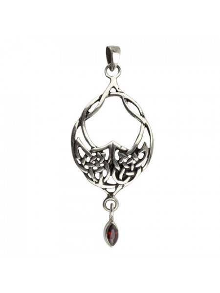 Pandantiv argint Nod Celtic cu zirconiu rosu 4,2cm