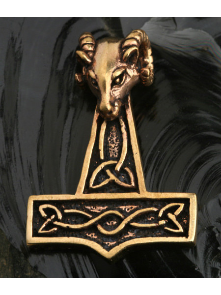 Pandantiv bronz Ciocanul lui Thor cu cap de berbec 4.5cm