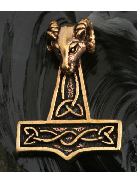 Pandantiv bronz Ciocanul lui Thor cu cap de berbec