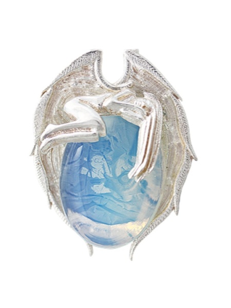 Pandantiv cu lantisor din argint si cristal albastru, design Anne Stokes, Fiinte Supranaturale - Amara Arelia