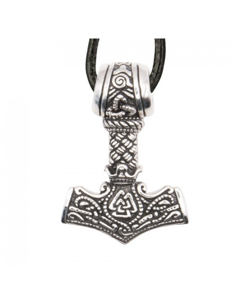 Pandantiv din argint Ciocanul lui Thor cu Nodul viking Wotan 3.2 cm