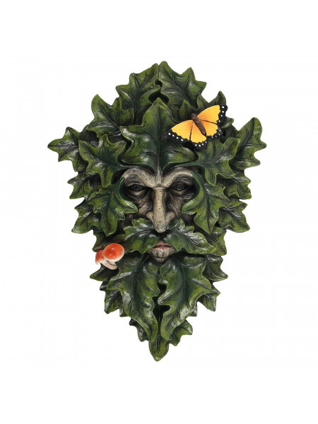 Placheta perete rasina Green Man cu frunze de stejar 29cm