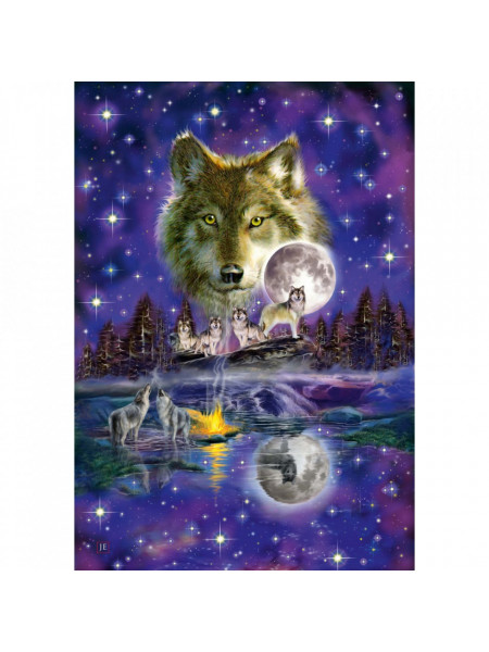Puzzle 1000 piese Lupi urland la Luna
