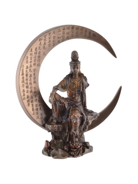 Statueta rasina si bronz zeita asiatica Guan Yi, zeita compasiunii 23 cm