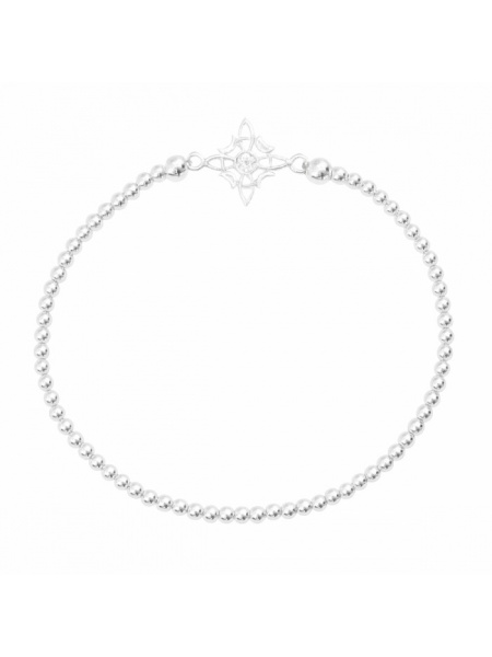 Bratara din argint cu bile, Nodul Vrajitoarei 2.5mm
