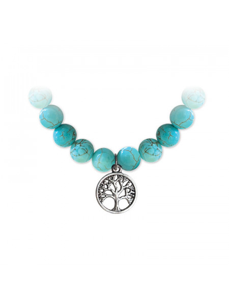 Bratara elastica cu charm Arborele Vietii - Turcoaz, talisman pentru Protectie