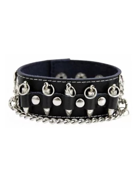 Bratara piele ecologica Scorpion, Chain and Bullets 4.5cm x 23.5cm