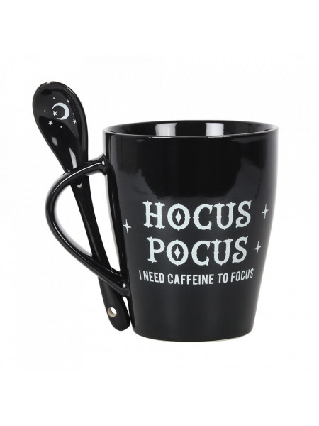 Cana cu lingura Hocus Pocus, I Need Caffeine to Focus 10 cm, capacitate 500 ml