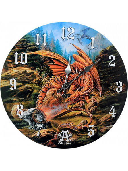 Ceas de perete din lemn Dragons of the Runering - Alchemy 34cm