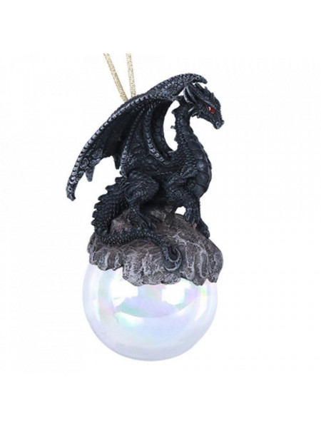 Decoratiune cu agatatoare dragon pe glob Checkmate 12 cm