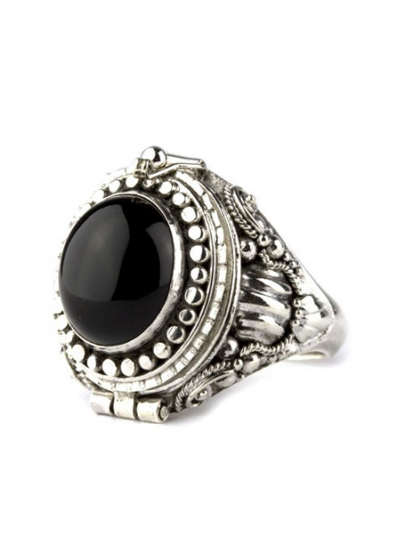 Inel argint Poison Ring cu onix 1,5cm