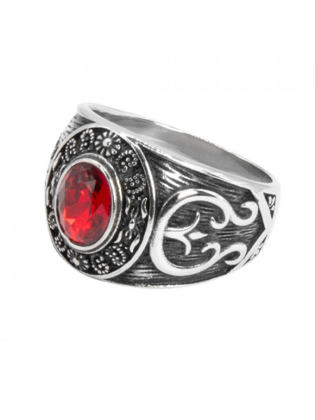 Inel otel inoxidabil Victorian Gothic Red 1.7cm