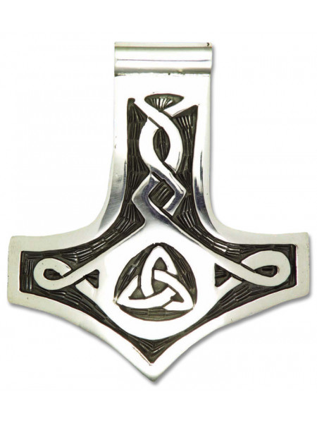 Pandantiv amuleta din argint pentru curaj, putere si protectie Rob Ray Simboluri Mistice - Mjolnir cu Triquetra