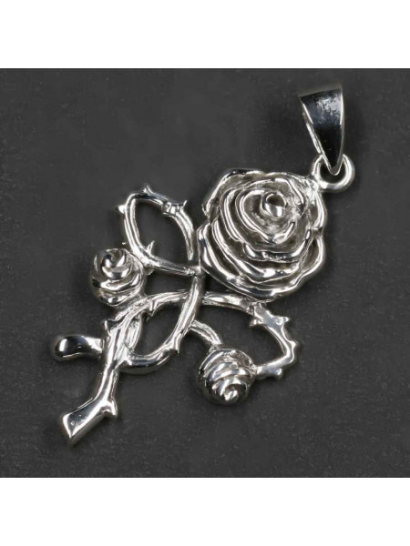 Pandantiv argint Trandafir Gotic 4cm