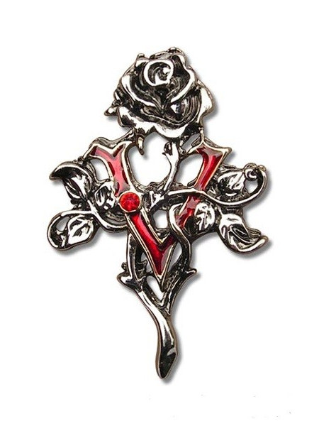 Pandantiv cu lantisor Copiii Noptii - Trandafirul vampirului, placat cu argint, 3.7 cm