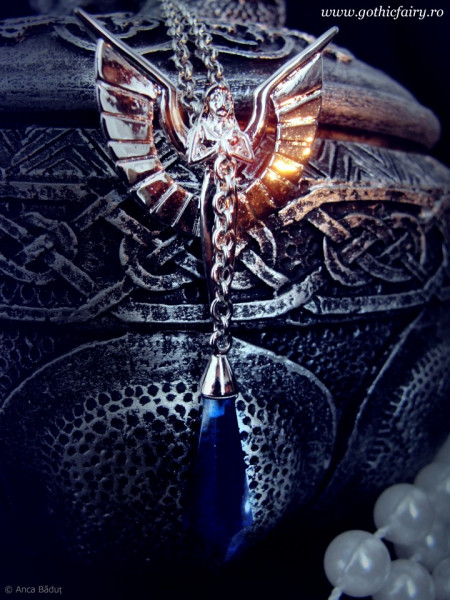 Pandantiv cu lantisor Protectorii cristalelor - Lant angelic, placat cu argint, 5.8 cm