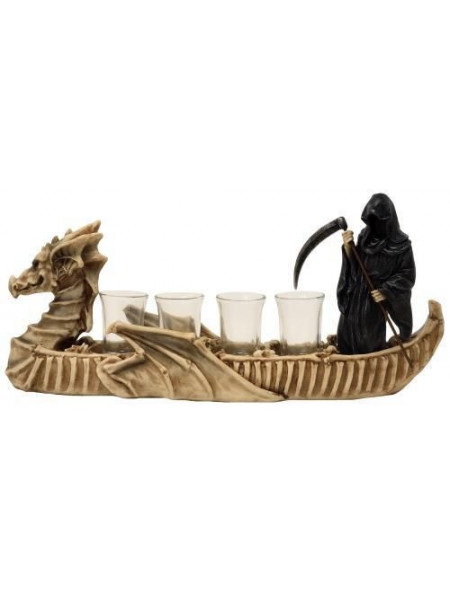 Set 4 pahare shot cu suport Luntrasul Charon 40 x 6 cm