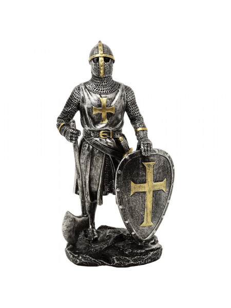 Statueta Cavaler Medieval Templier cu Topor 18 cm