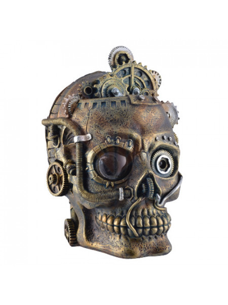 Statueta craniu steampunk cu led Minte Mecanica 18cm