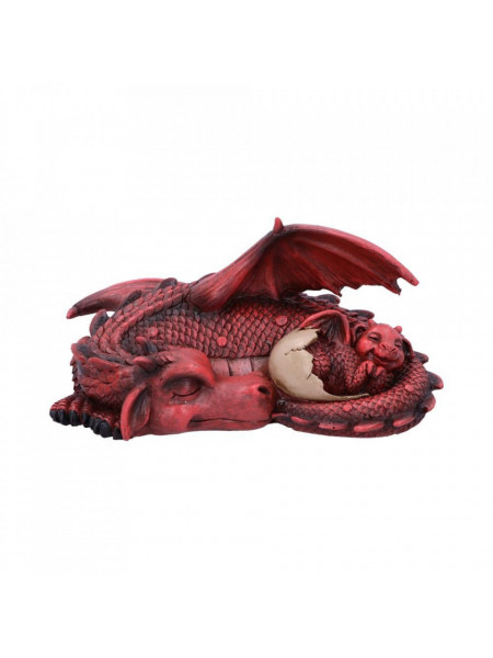Statueta dragon cu pui Vise placute (rosu) 20 cm