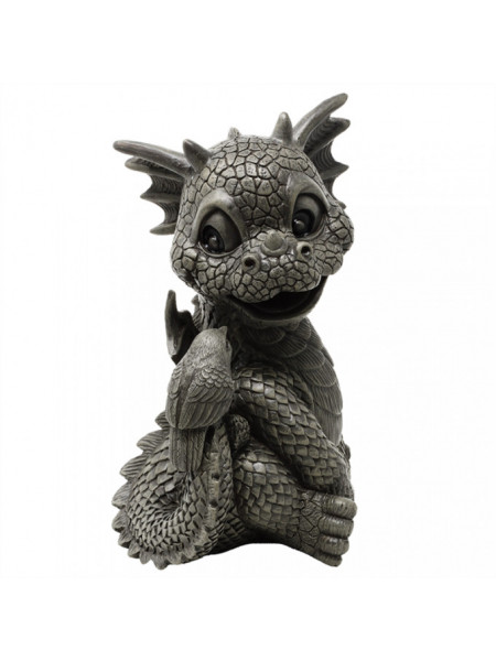statueta cu dragon vorbind cu o vrabiuta