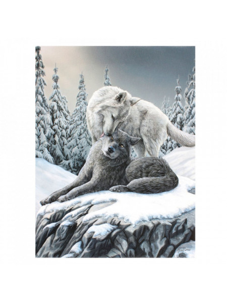 Tablou canvas lupi Pupici in Zapada 19x25cm - Lisa Parker - Img 1