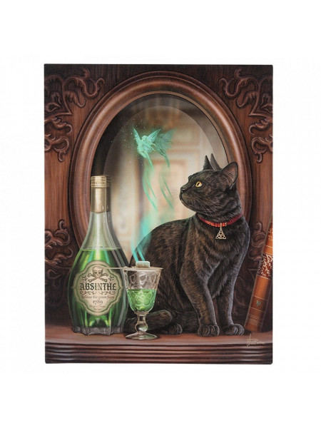 Tablou canvas pisica, Absinthe 19x25cm - Lisa Parker - Img 1